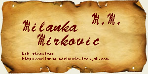 Milanka Mirković vizit kartica